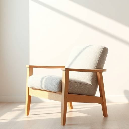 Elegant lenestol i lyst treverk og ullstoff